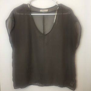 Forever 21 Gray Sheer Blouse